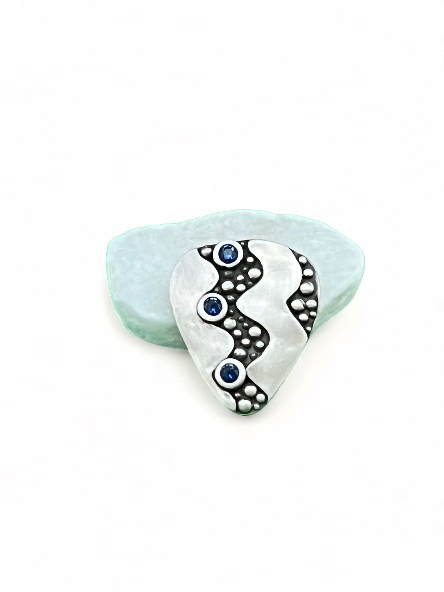 Two Rivers Pendant with Blue Sapphire Nano Gems .9999 Fine Silver Pendant