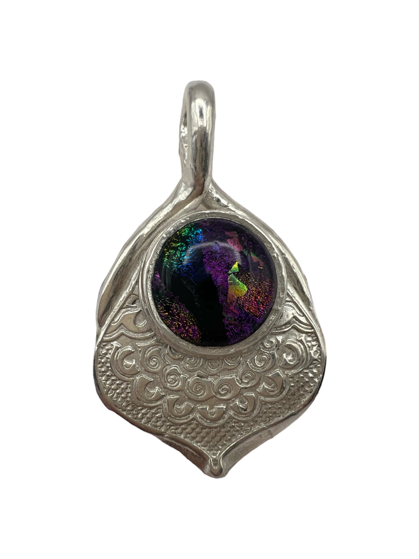 Basket with Large Cabochon .999 Fine Silver Pendant