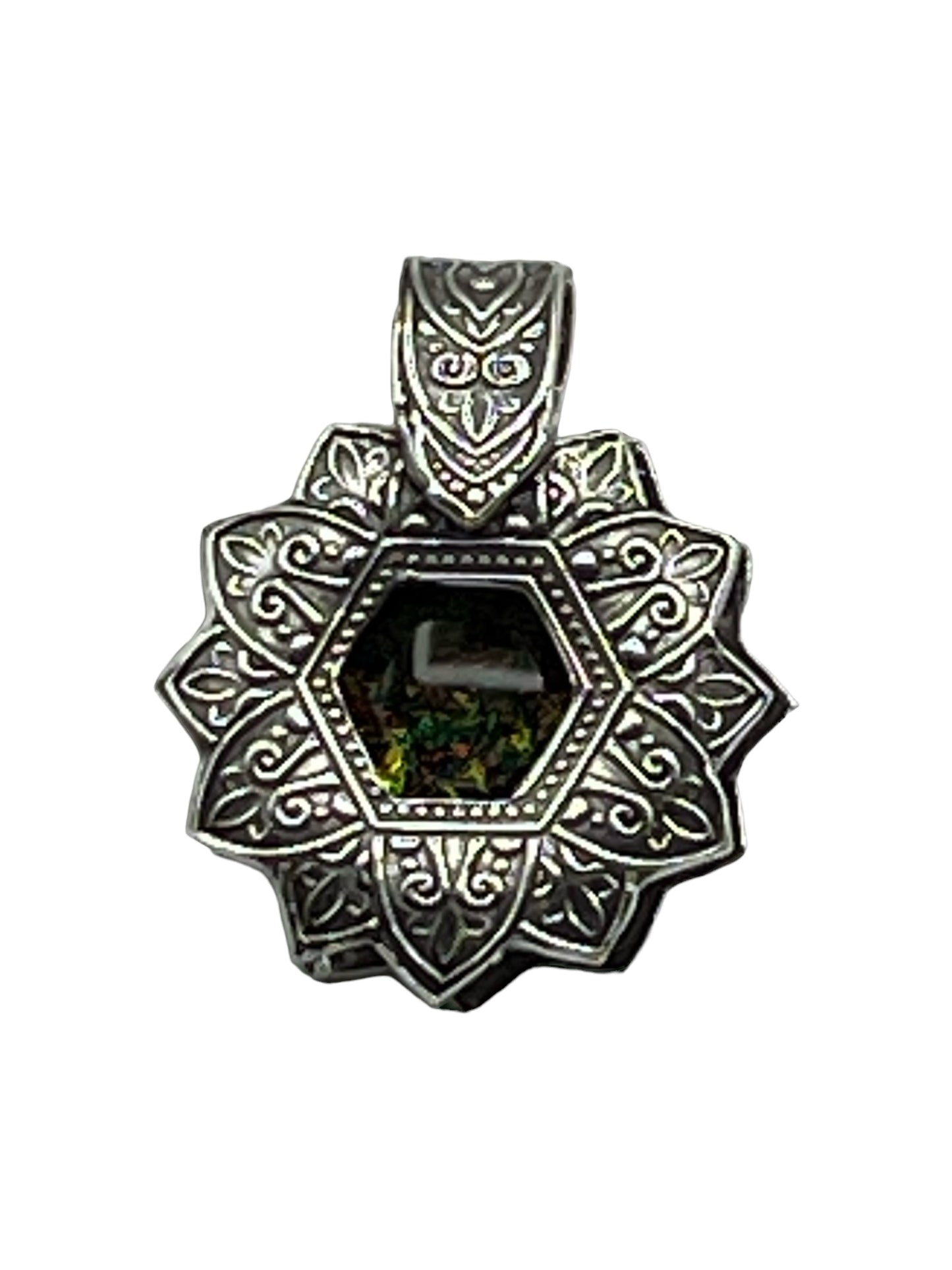 Shadowbox with Large Cabochon .999 Fine Silver Pendant