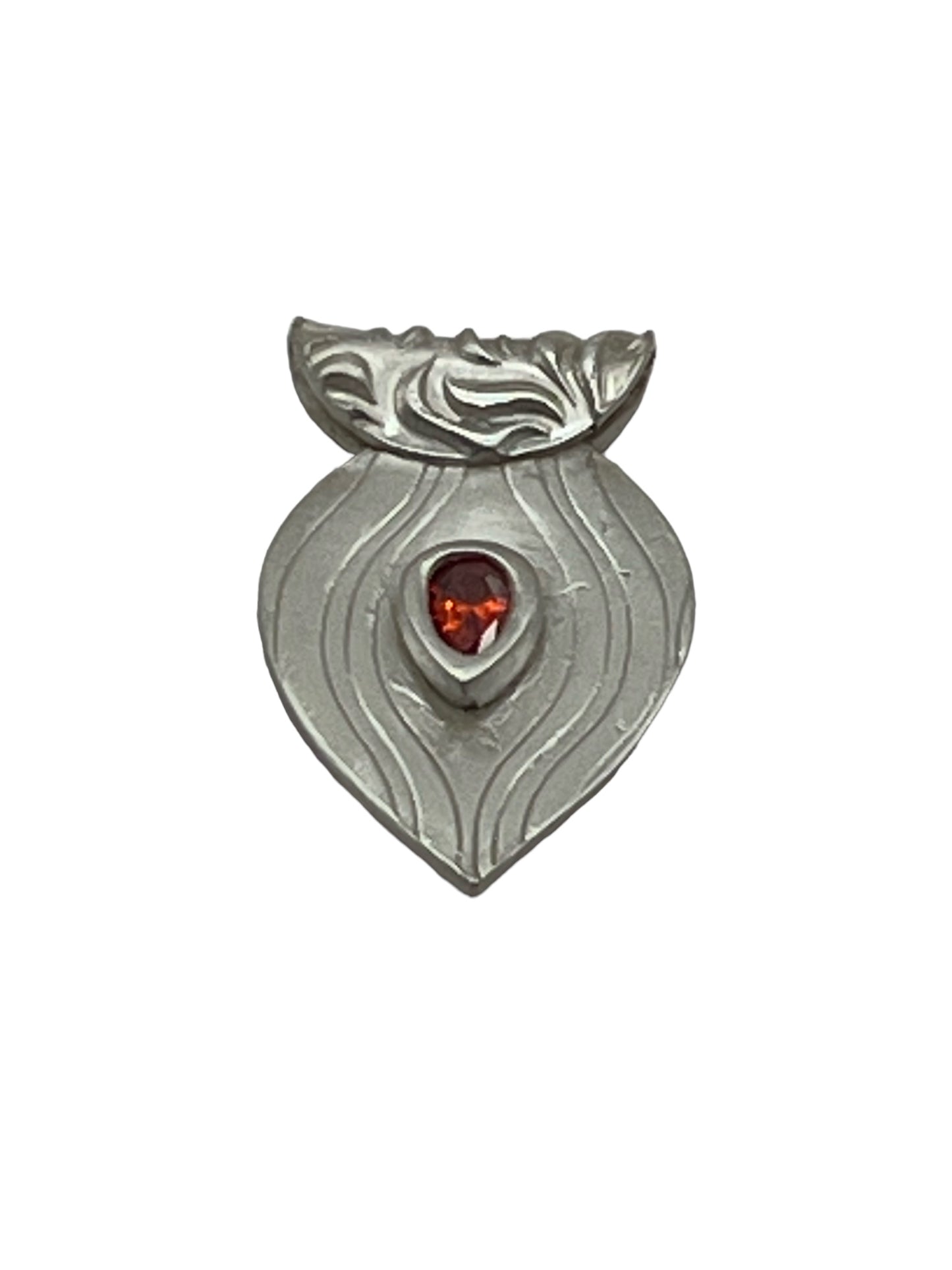 Free Flow Pear Inspired .9999 Fine Silver Pendant with Fire Opal CZ