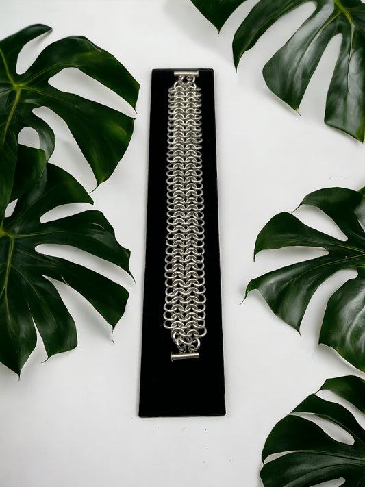European Large Weave Sterling Silver Bracelet