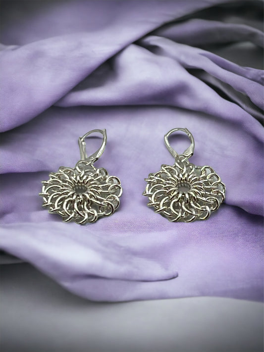 Chrysanthemum Sterling Silver Earrings