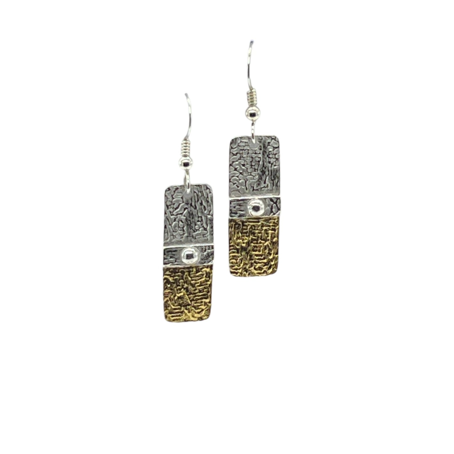 Rectangular .999 Fine Silver and 23.5k Gold Earrings