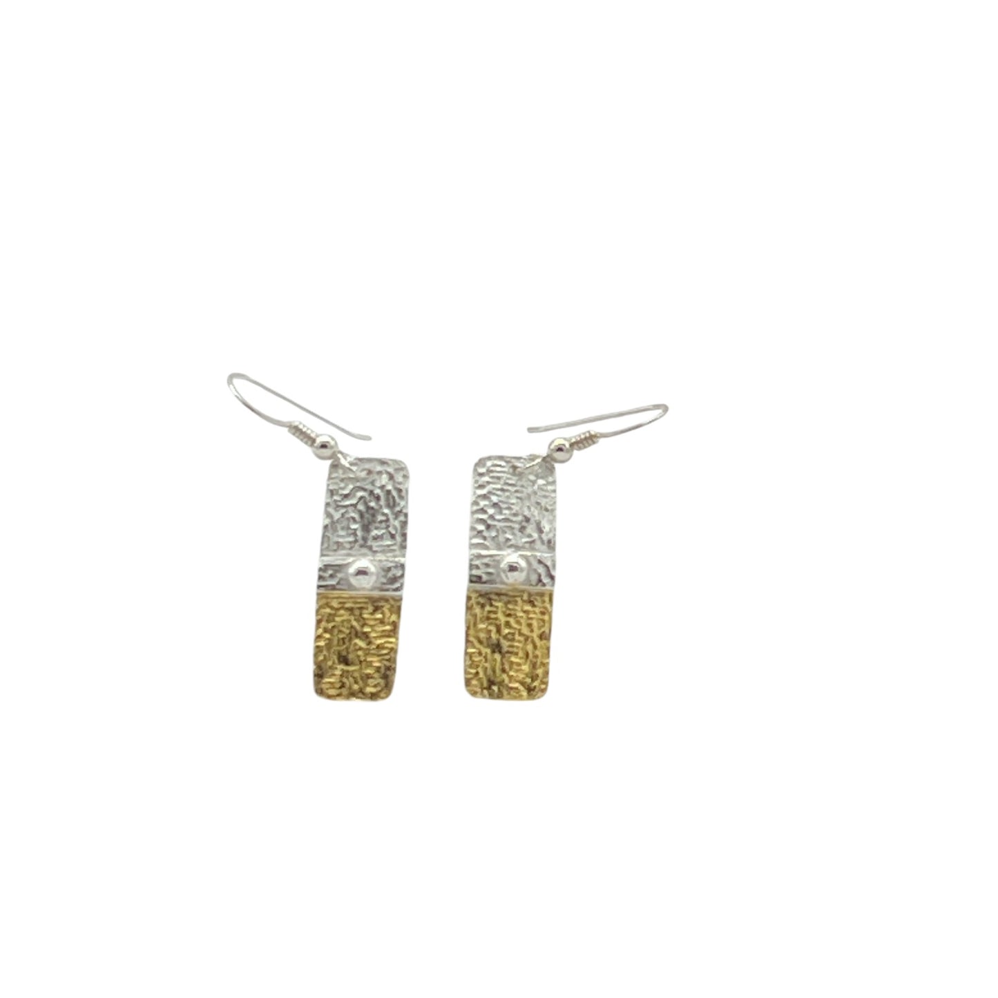 Rectangular .999 Fine Silver and 23.5k Gold Earrings