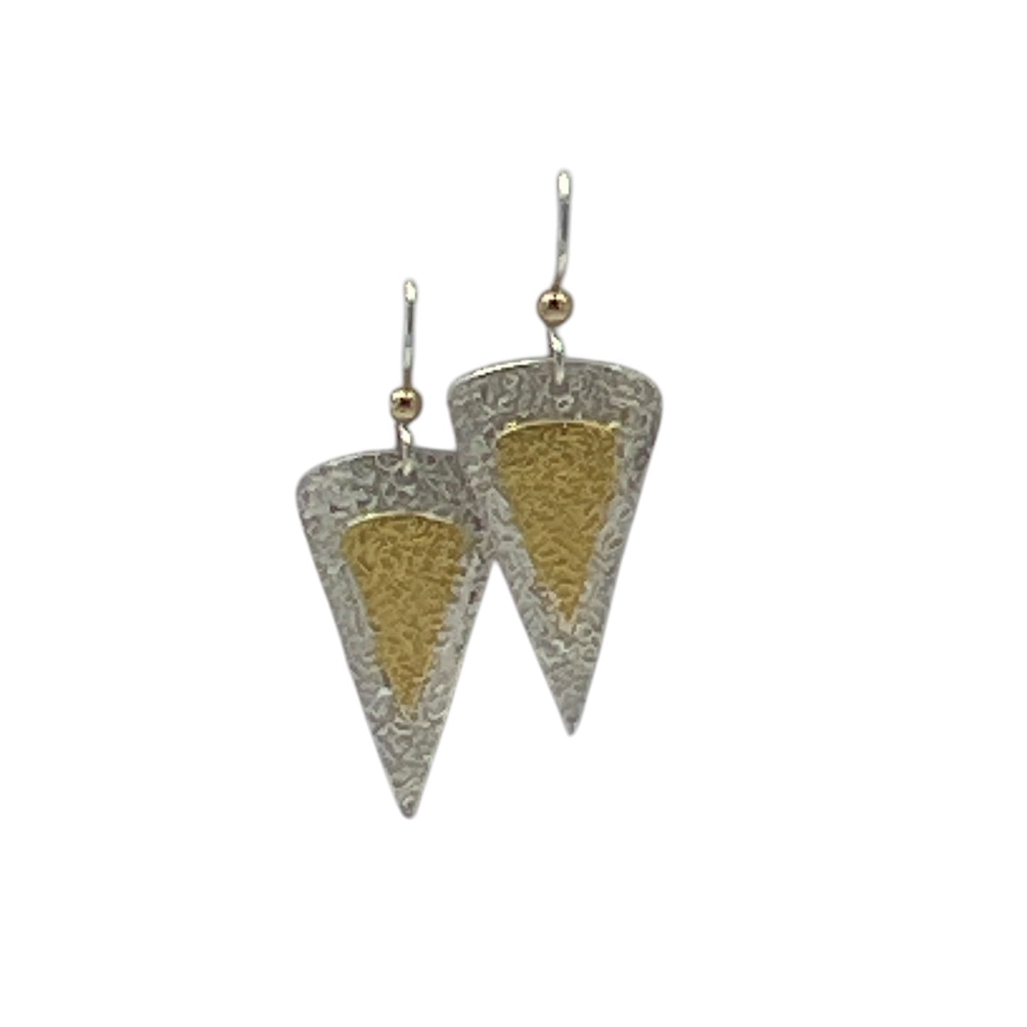 Cone Shaped Double Drop .999 Fine Silver and 23.5k Gold Earrings