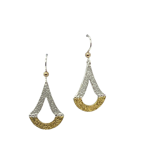 Chandelier Shaped .999 Fine Silver and 23.5k Gold Earrings