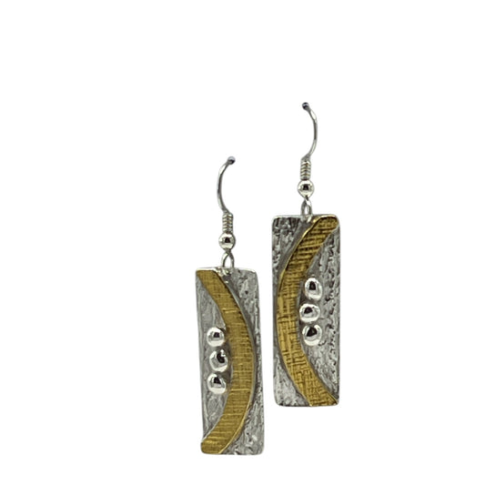 Rectangle With Arch .999 Fine Silver and 23.5k Gold Earrings