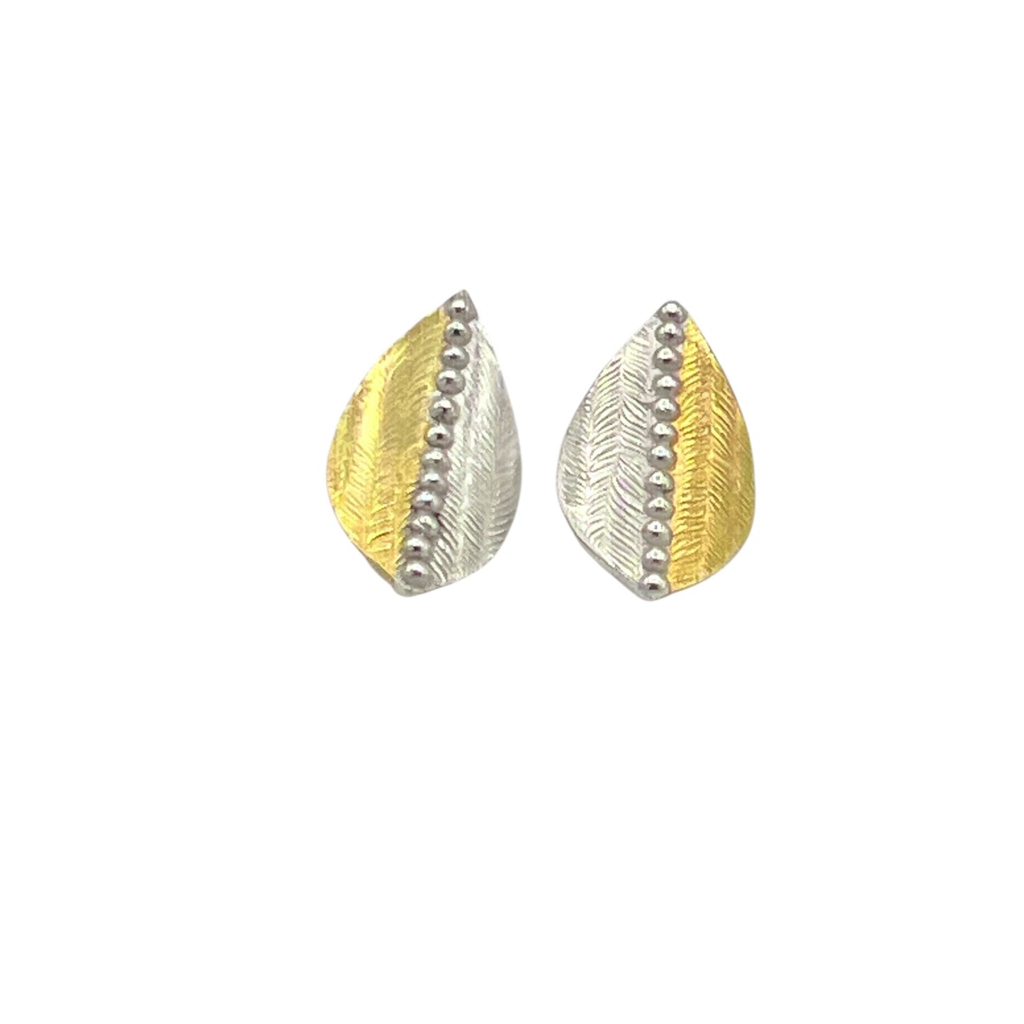 Pod Shaped .999 Fine Silver and 23.5k Gold Earrings