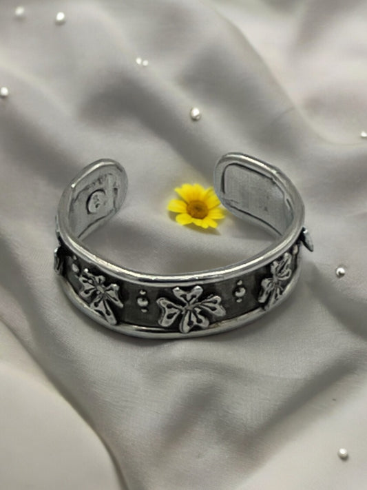 Dimensional Sterling Silver Flower Cuff