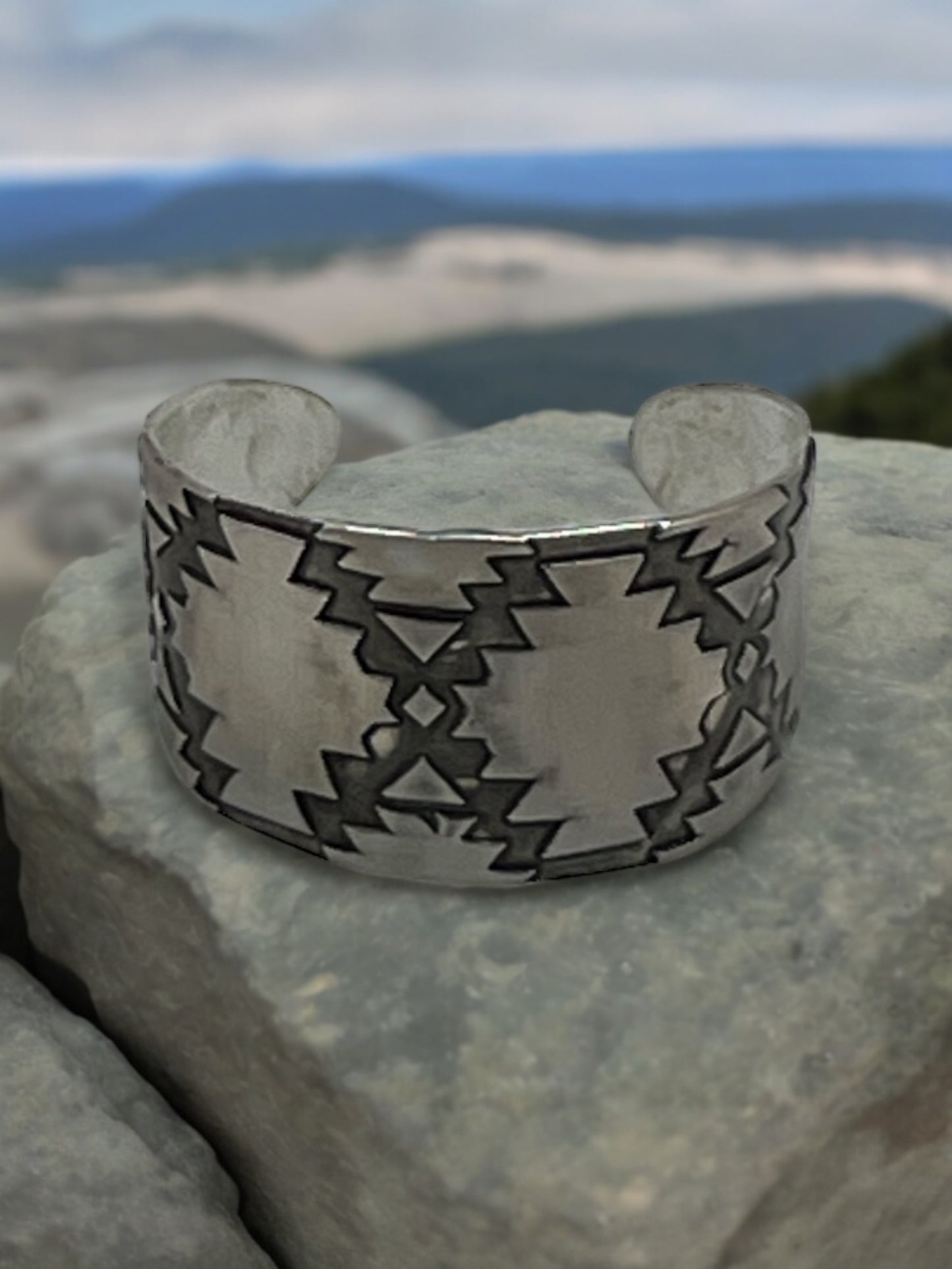 Navajo Inspired Sterling Silver Cuff